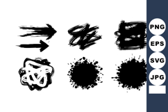 Abstract black ink splashes arrows and brush strokes vector Product Image 1
