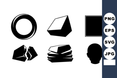 Geometric shapes and human head silhouette vector set with b Product Image 1