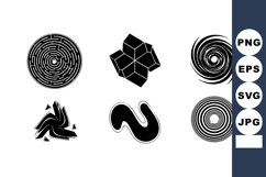 Abstract black circular geometric shapes vector set with maz Product Image 1