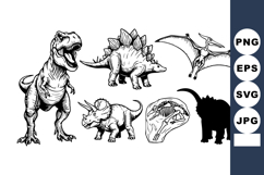Dinosaur Collection Vector Illustration Featuring Tyrannosau Product Image 1