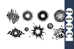 Abstract black and white cosmic vector illustrations of gala Product Image 1