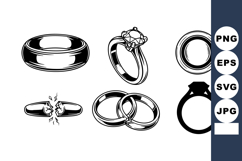 Wedding rings vector set with engagement and wedding bands b Product Image 1
