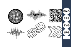 Abstract vector icons including globe, waveform, QR code, ch Product Image 1
