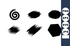 Abstract black ink brush strokes and shapes vector set for c Product Image 1