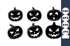 Halloween pumpkin faces with various spooky expressions vect Product Image 1