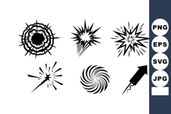 Abstract burst shapes and spiral vector icons with firework Product Image 1