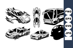 Futuristic sports car police taxi bus and motorcycle vehicle Product Image 1