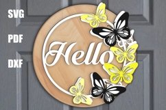 Butterly Welcome sign | Hello Welcome door sign Product Image 1