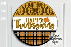 Happy Thanksgiving Day Sign SVG| Autumn Harvest Door Hanger Product Image 1