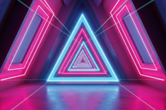 Abstract neon triangle corridor mockup Product Image 1