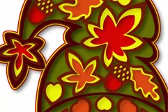 Layered Gnome with Pencil Mandala SVG, Autumn Girl Gnome Product Image 2