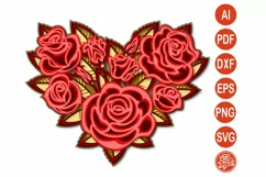 Layered heart of roses for valentine's day svg for cricut Product Image 1