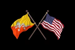 Bhutan versus United States of America Two Flags Product Image 2