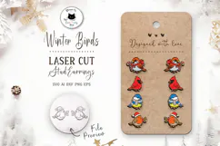 Cute Winter Birds Laser Cut | Christmas Stud Earrings Product Image 1