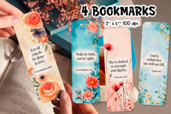 Bible Verse Bookmark Bundle | Printable Christian Floral PNG Product Image 3