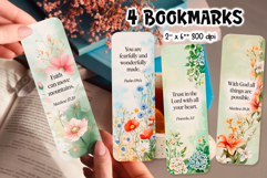 Bible Verse Bookmark Bundle | Printable Christian Floral PNG Product Image 4