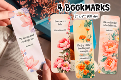 Bible Verse Bookmark Bundle | Printable Christian Floral PNG Product Image 5