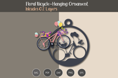 Floral Bicycle Hanging Ornament SVG Product Image 2