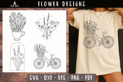 Bicycle with flowers SVG Flower cup Vintage print