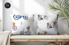 Floral Bicycle Seamless Pattern Digital Paper Product Image 2