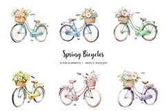 Watercolor bicycle with flowers clipart. Vintage floral bike Product Image 1