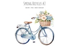 Watercolor bicycle with flowers clipart. Vintage floral bike Product Image 3
