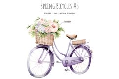 Watercolor bicycle with flowers clipart. Vintage floral bike Product Image 6
