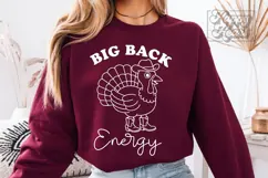 Big Back Energy SVG PNG Funny Thanksgiving Cowboy Turkey Product Image 4