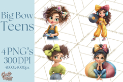 Oversized Bow Teen Girl PNG Clipart Fashion Illustration Product Image 1