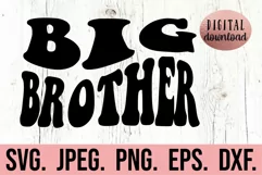 Big Brother SVG - Big Bro SVG - Sibling Wavy Retro Vintage Product Image 1