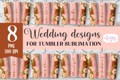Wedding Tumbler Wrap sublimation PNG, Copper floral tumbler Product Image 1
