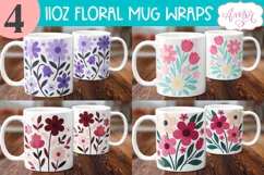Spring floral mug wraps sublimation PNG, whimsical mug png Product Image 1