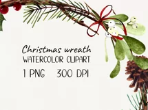 Watercolor christmas wreath clipart. Sublimation designs Product Image 2