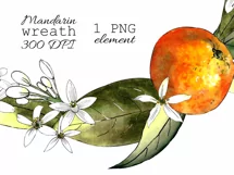 Mandarin wreath clipart. Sublimation PNG Product Image 3