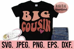 Big Cousin SVG - Cousin Crew Design - Big Cousin Retro Wavy Product Image 1
