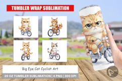 Big Eye Cat Cyclist Art Tumbler Product Image 1