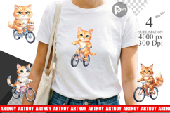 Big Eye Cat Cyclist Sublimation Product Image 1