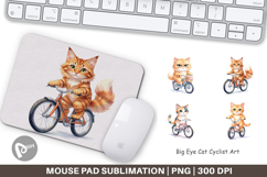 Big Eye Cat Cyclist Art Mouse Pad Product Image 1