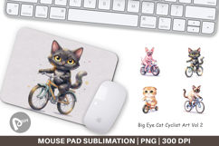 Big Eye Cat Cyclist Art Mouse Pad Product Image 1