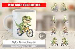 Big Eye Dinosaur Biking Mug Wrap Product Image 1