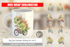 Big Eye Dinosaur Biking Mug Wrap Product Image 1