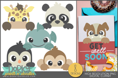 Cute Peeking Animals Clipart Bundle Product Image 4