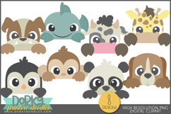 Cute Peeking Animals Clipart Bundle Product Image 5
