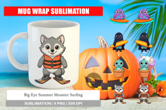 Big Eye Summer Monster Surfing Mug Wrap Product Image 1