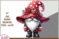 Valentine Gnome png, Watercolor Valentine gnome Product Image 1