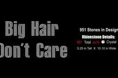 Big Hair Dont Care Rhinestone or Vinyl SVG Template - Afro Product Image 2