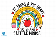Big Heart Little Minds Teacher PNG, Teacher Rainbow Product Image 1