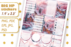 Big Happy Planner Stickers Winter Village Pink Christmas art Product Image 2
