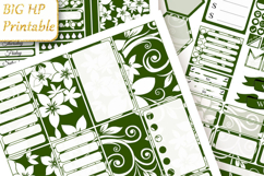 Personalized White flowers Green Big Planner Stickers weekly Product Image 2