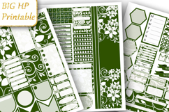 Personalized White flowers Green Big Planner Stickers weekly Product Image 1